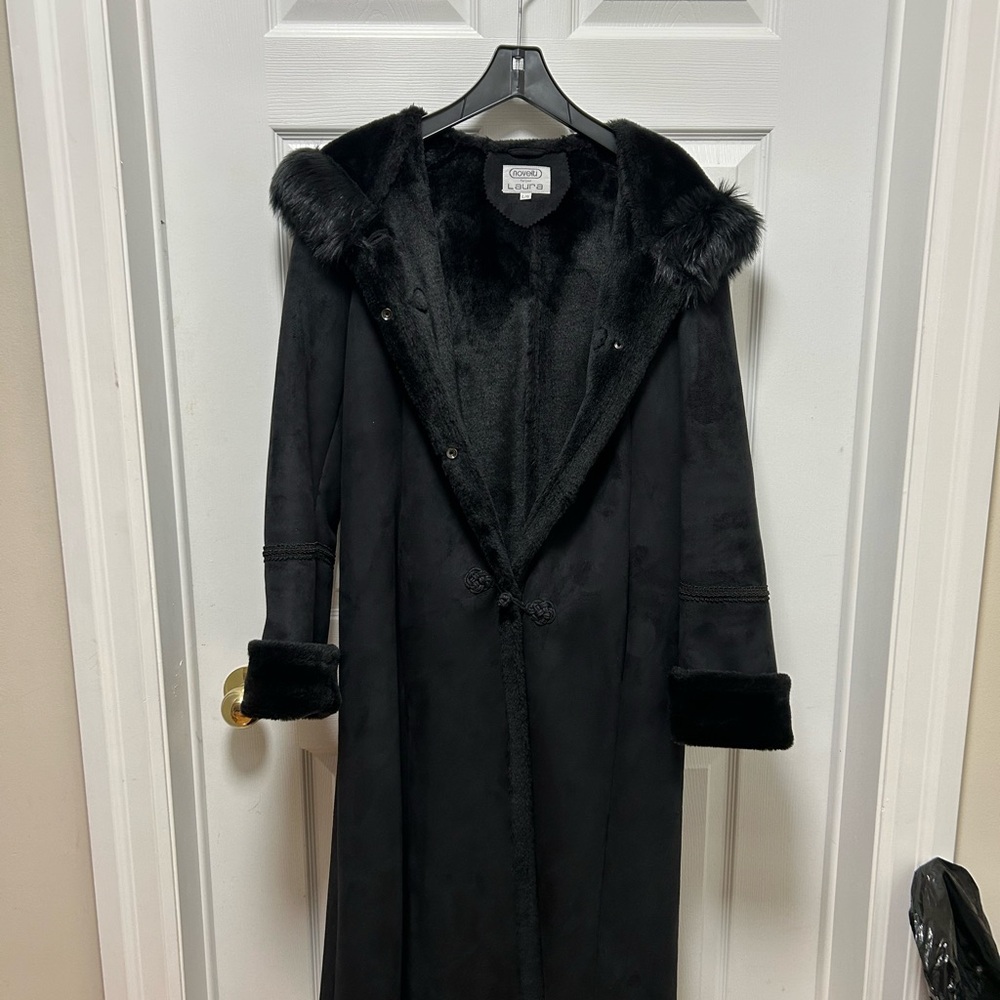 Black Faux Fur Trimmed Coat